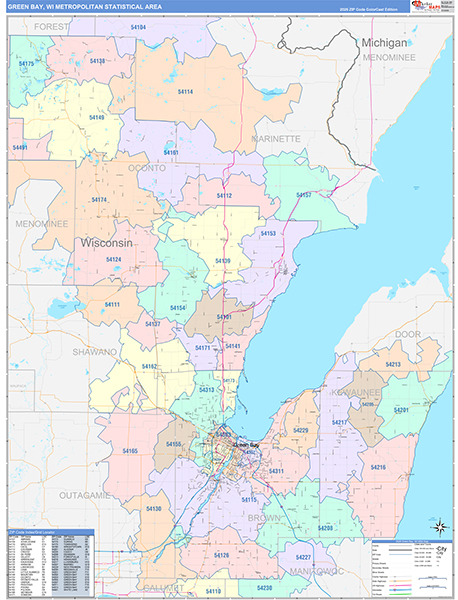 Green Bay Metro Area Wall Map